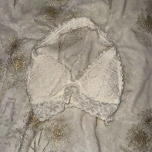 Aeropostale Floral Lace Halter Bralette - White